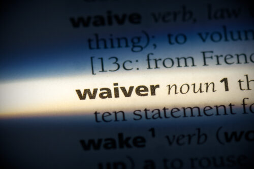 waiver word in a dictionary. waiver concept, definition.